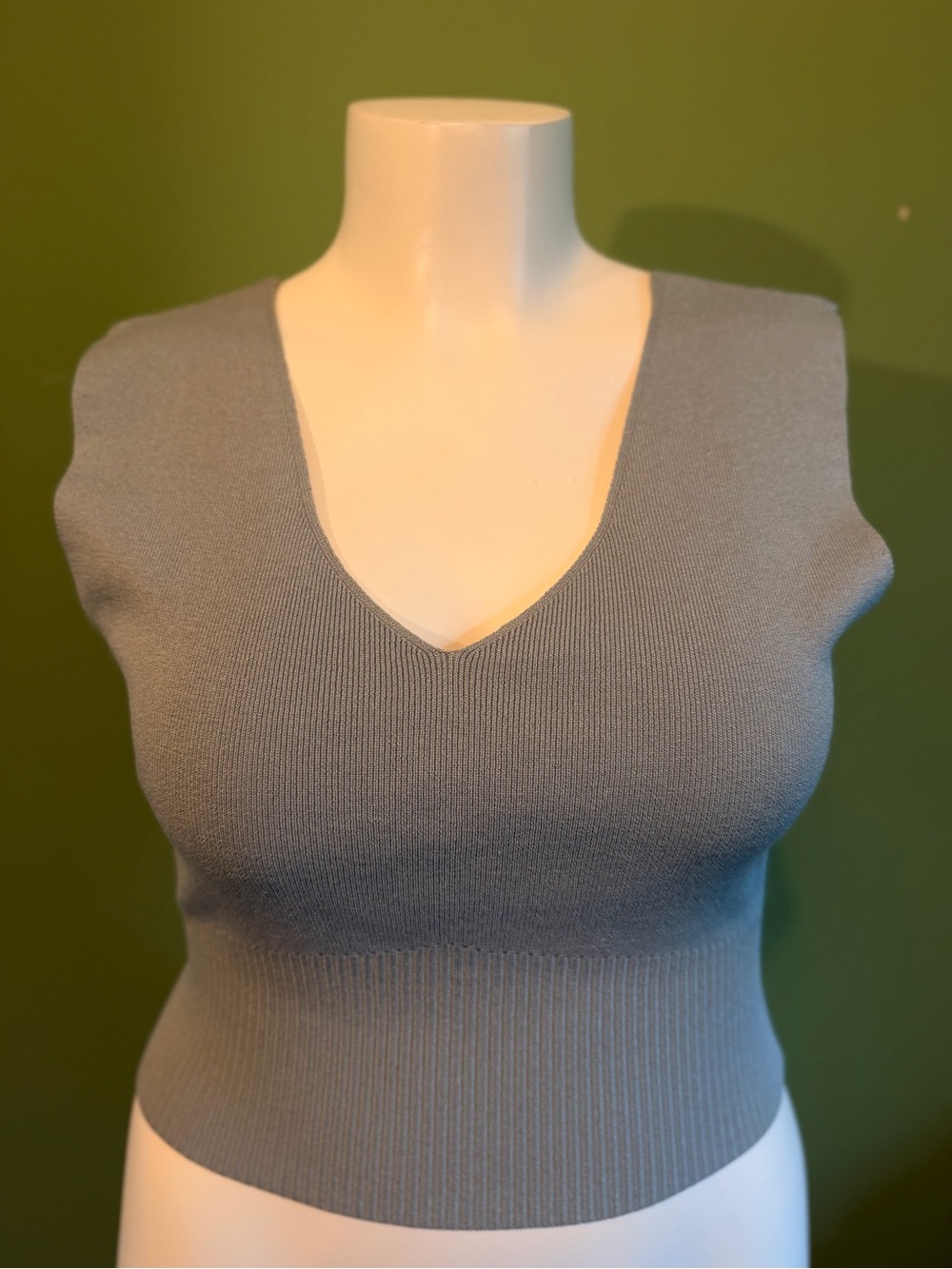 OAK + FORT Green blue Sleeveless V-Neck Knit Top